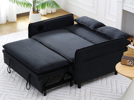 Modern Fabric Multi-Functional Sofa Bed With Adjustable Armrests And Backrests