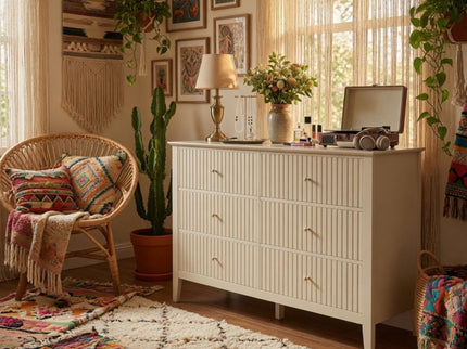 Modern 6 Drawer Fluted Dresser