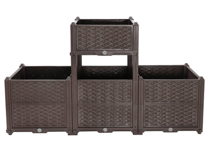 Indoor / Outdoor Rectangular Plastic Planting Box Kit For Vegetables, Herbs, Flowers & Succulents, Coffee, Polypropylene, 62.80" - Coffee