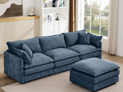 Modular L-Shaped Sectional Sofa With Movable Ottoman