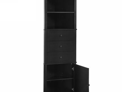 Tall Storage Cabinet With 3 Drawers And Adjustable Shelves For Bathroom
