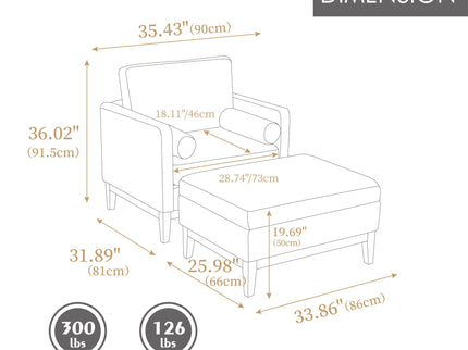 Oversized 360 Degree Swivel Barrel Accent Chair And Ottoman Set With Storage