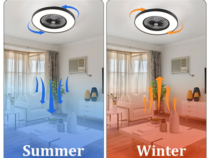 Bedroom Ceiling Fan With Remote Control, Dimmable LED Light, 8 Blades, Reversible Dc Motor - Black
