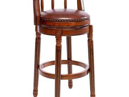 Swivel Cow Top Wooden Bar Stool, 360 Degree Swivel Bar Height Chair With Backs For Home Kitchen Counter