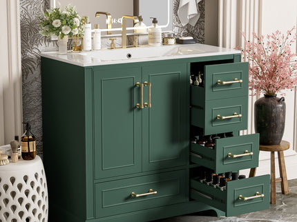 Traditional Bathroom Vanity With Soft Close Doors And Drawers