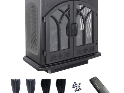 24" 3D Flame Electric Infrared Quartz Fireplace Stove With Remote Control - Antique Black