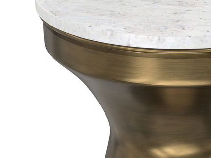 Raquel - Side Table - Antique Brass / White