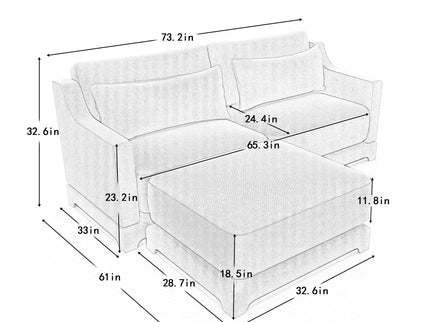 Stylish Sofa With Ottoman And Lumbar Pillows, Ergonomic Design