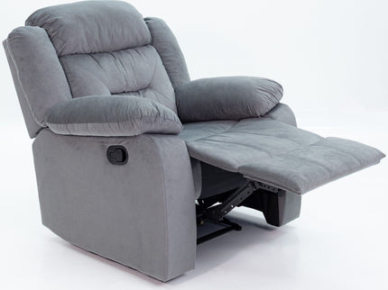 Modern Manual Recliner With Padded Seat And Pillow Arms