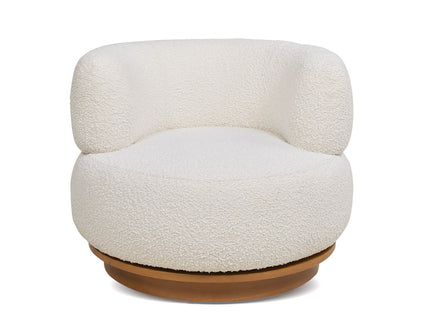 Fuji - 360 Swivel Low Barrel Back Accent Chair - Ivory White