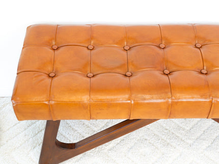 Mia - Bench With Buttons - Brown / Rustic
