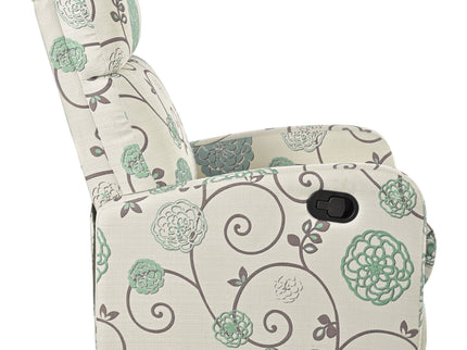 Modern Manual Recliner, Home Theater Chair With Adjustable Backrest For Living Room - Beige / Blue