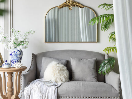 Arched Wall Mirror With Metal Frame, Wall Mirror For Living Room