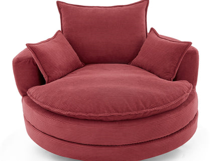360° Swivel Accent Barrel Chair With Dual Layer Cushion And 3 Removable Pillows