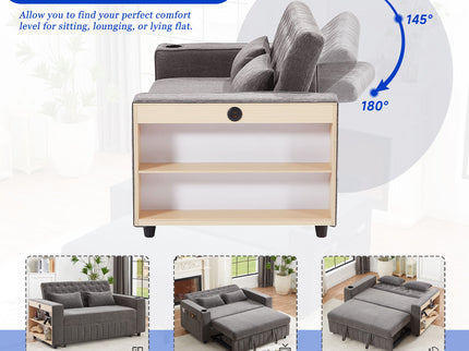 Pull-Out Sofa Bed Convertible Couch With Adjustable Backrest For Living Room