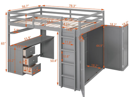 Loft Bed With Drawers, Desk, And Wardrobe