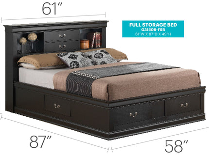 Traditional Style Bookcase Storage Bed