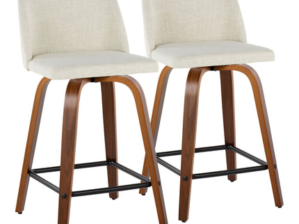Toriano - Contemporary Fixed Height Counter Stool Swivel With Square Footrest (Set of 2)