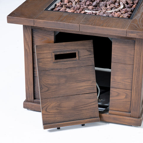 Outdoor Patio Square Gas Burning Mgo Fire Pit, Tank Inside, 40000 Btu