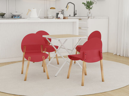4 Piece Set Of Single Chairs With A Folding Square Table