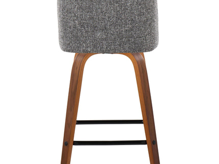 Toriano - Mid Century Modern Fixed Height Counter Stool With Swivel With Square Footrest (Set of 2)