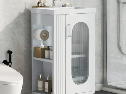 Modern Bathroom Vanity With Sink, Adjustable 2 Tier Shelf