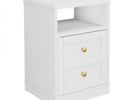 Nightstand With Door & Shelf, 2 Drawer Side Table