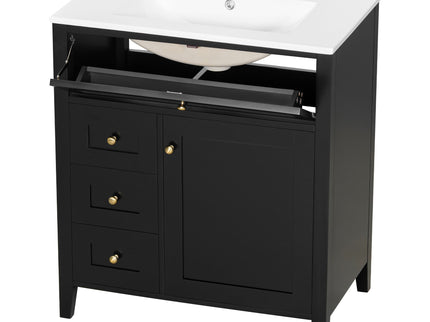Modern Bathroom Vanity With Sink, 3 Drawers And Adjustable Shelf