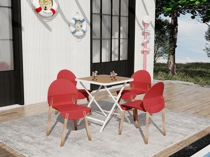 4 Piece Set Of Single Chairs With A Folding Square Table