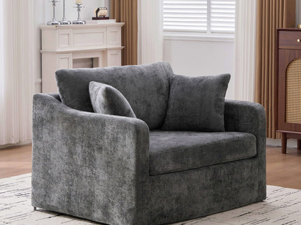 Farmhouse Accent Chair With 2 Bolster Pillows