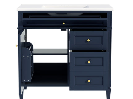 Bathroom Vanity With Top Sink, 2 Drawers, Tip Out Drawer