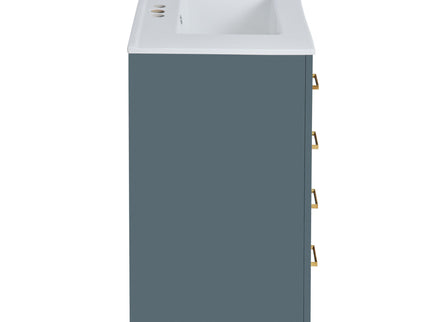 Ceramic Sink Combo, Freestanding Vanity Set With 3 Drawers & Soft Closing Doors