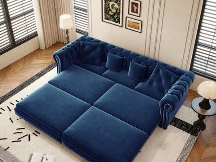 3 In 1 Convertible Sleeper Sofa Bed With Movable Ottoman