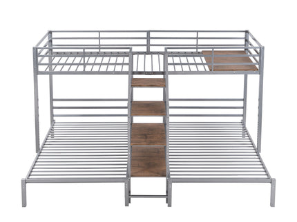 Metal Bunk Bed With Storage Shelves Staircase