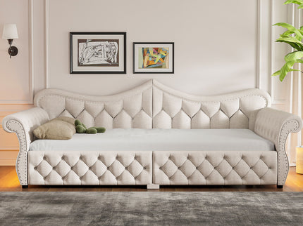 Upholstered Daybed With LED Lighting And Nailhead Trim