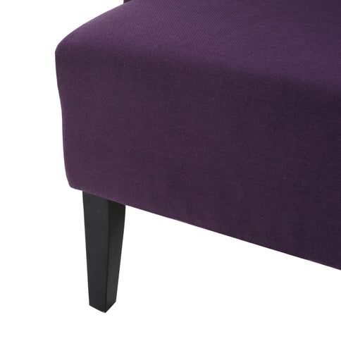 Fabric Dining Chair With High Back And Birch Wood Legs - Plum
