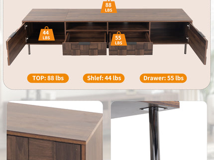 TV Stand With 2 Drawers, Media Console Table, Storage Cabinet With Cable Management