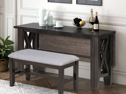 6 Piece Family Dining Room Set, Space Saving Foldable Table And 4 Chairs With Bench
