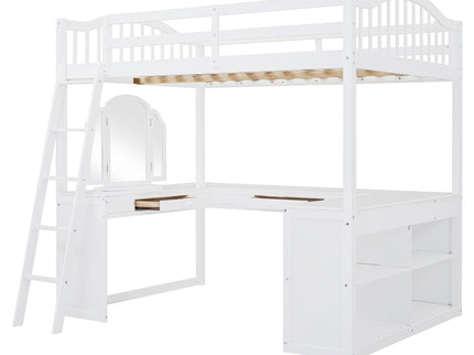 Loft Bed With Drawers, Cabinet, Shelves With Desk