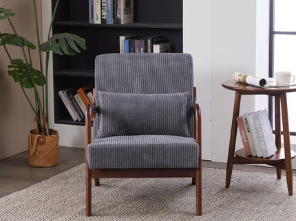 Accent Chair With Pillow And Wood Frame