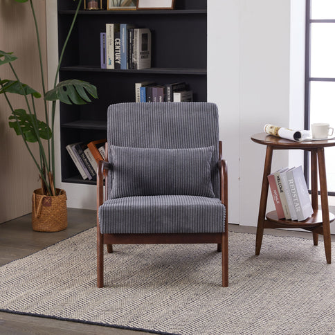 Accent Chair With Pillow And Wood Frame