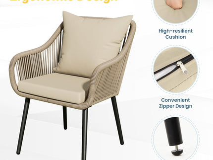 5 Piece Twisted Rattan Patio Dining Set With Table
