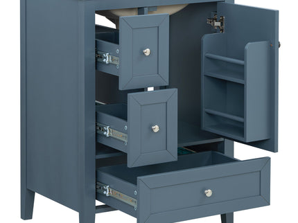 Modern Bathroom Vanity With Sink, Soft Close Drawers & Door, Storage Rack