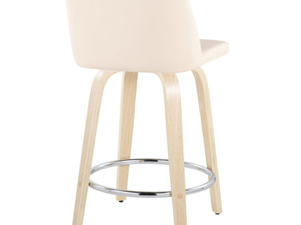 Toriano - Contemporary Fixed Height Counter Stool & Swivel And Round Footrest (Set of 2)