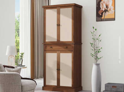 4 Door Storage Cabinet With 1 Drawer, With 4 Adjustable Inner Shelves