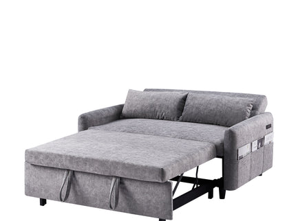 Pull Out Sleep Sofa Bed Loveseats Sofa Couch With Adjsutable Backrest, Storage Pockets, 2 Soft Pillows, USB Ports For Living Room, Bedroom, Apartment, Office