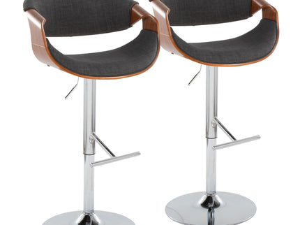 Curvo - Mid Century Modern Adjustable Barstool With Swivel With Straight T Footrest