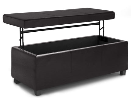 Avalon - Lift Top Rectangular Storage Ottoman - Tanners Brown