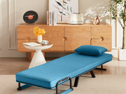 Convertible 5 In 1 Folding Chair Bed With Adjustable Backrest & Pillow