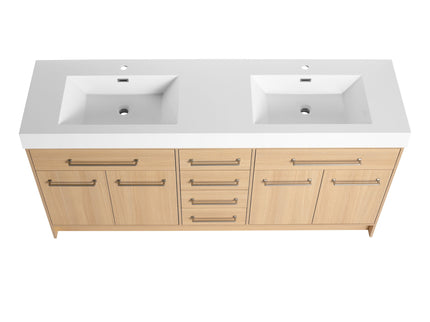 Freestanding Bathroom Vanity With Resin Sink, Soft-Closing Doors And Drawers